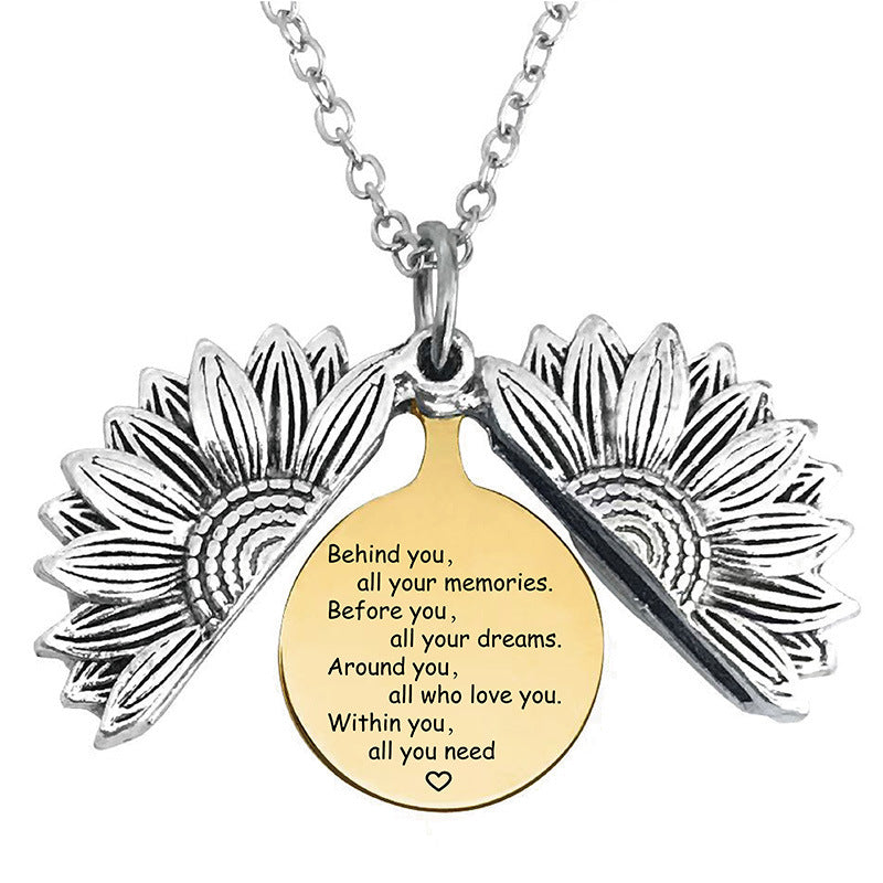 Wholesale Gold Sunflower Titanium Steel Necklaces